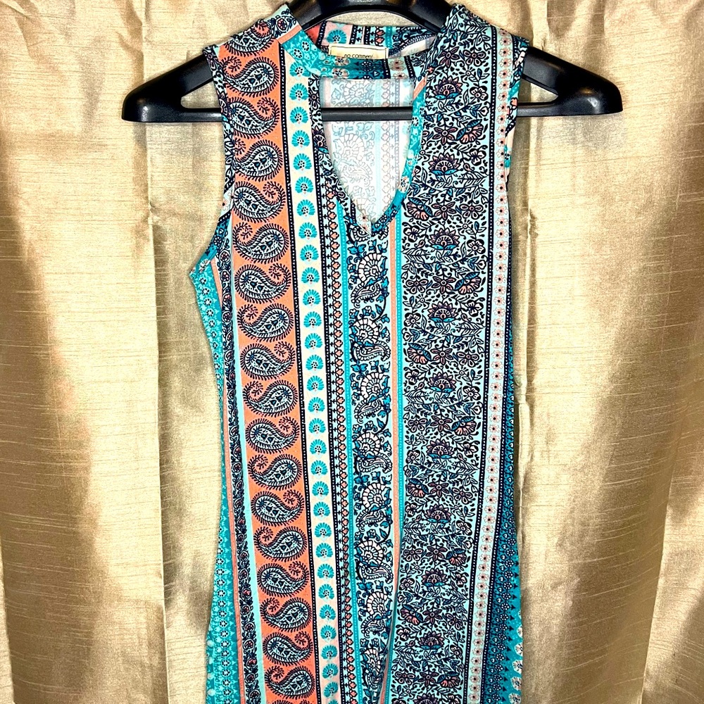Blue and Pink Midi Dress, Size Small